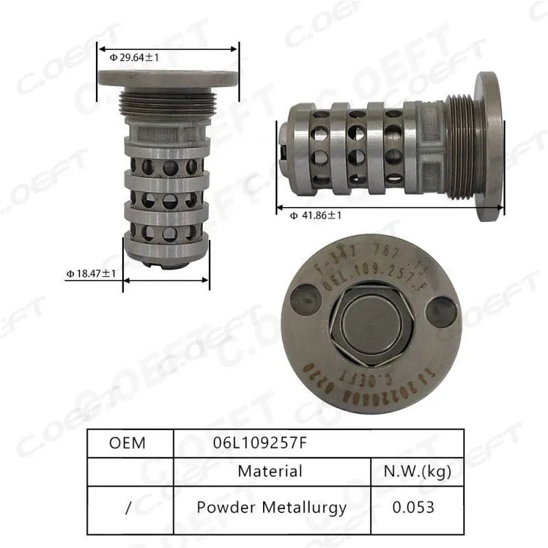 New Automatic Center Screw Engine Timing Oil Control Valve 06L109257F for Audi VW Golf Jetta