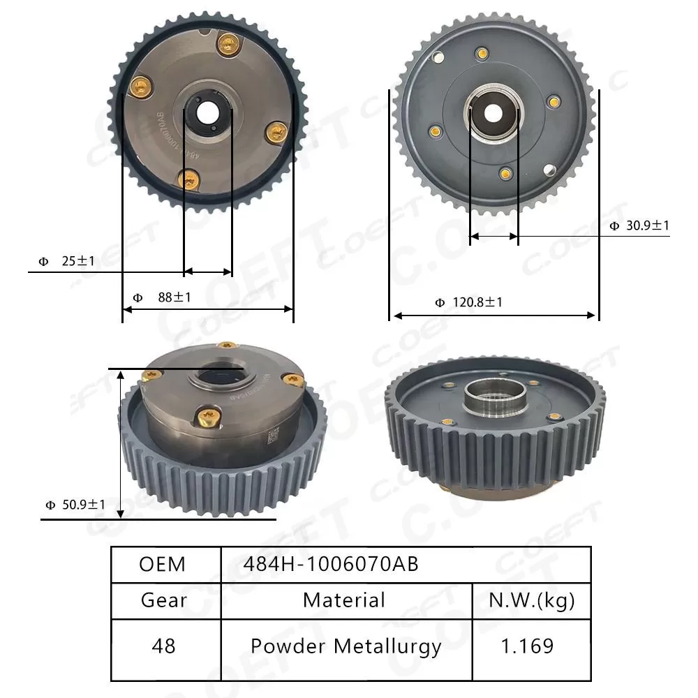 New Automatic Camshaft Dephaser Pulley Camshaft Phaser Timing Gear 484H-1006070AB for Chery MVM