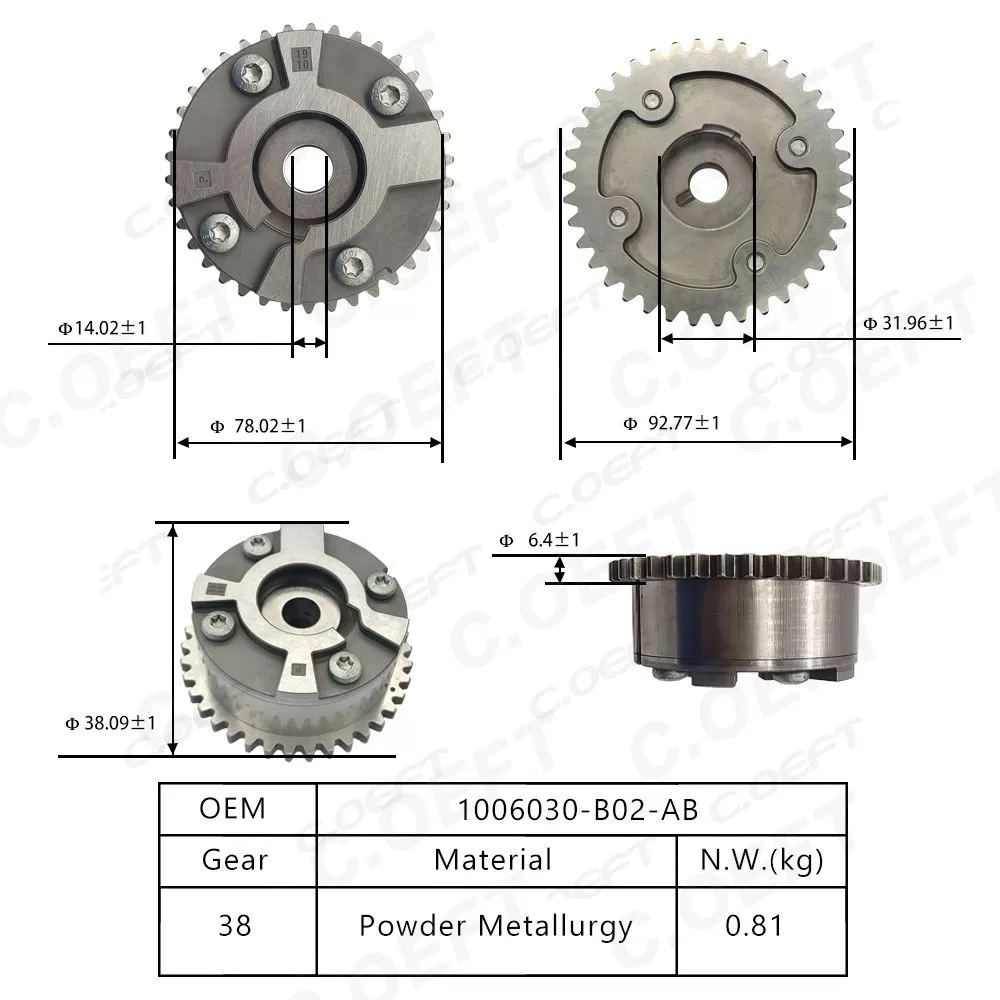 Automatic Camshaft Dephaser Pulley Gear New 1006030-B02-AB Camshaft Phaser Timing Chain Kit for Changan Vehicles