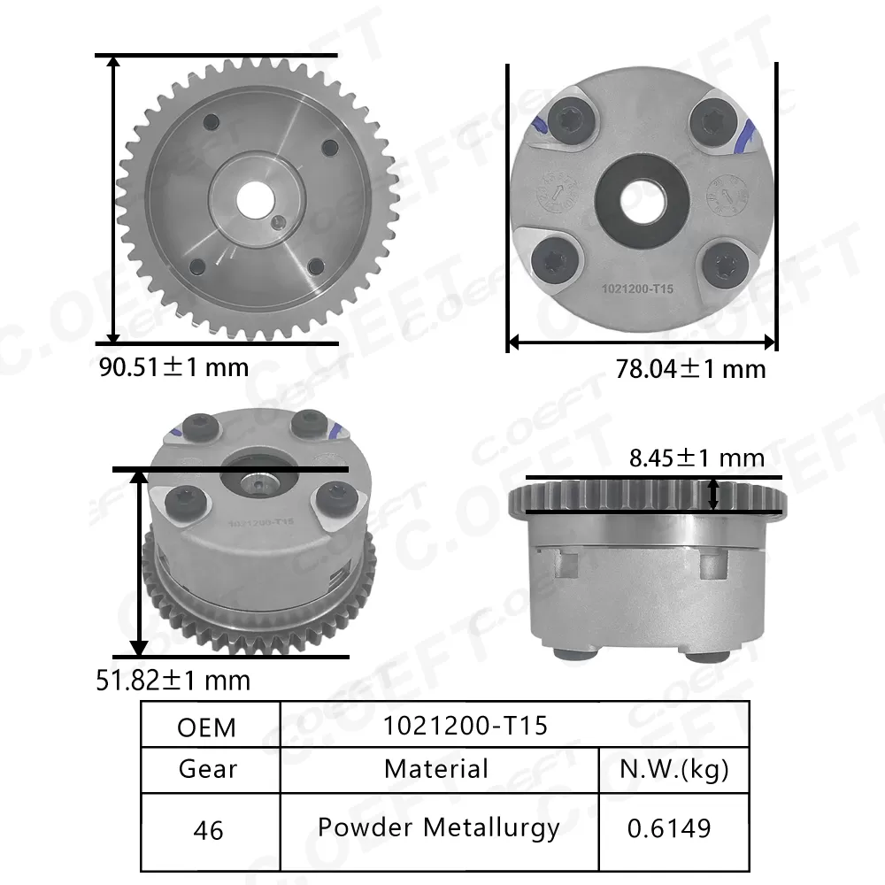 New Auto Parts Camshaft Adjuster Timing Gear Camshaft Phaser 1021200-T15 for Jinbei 1.5T Huaxin 750
