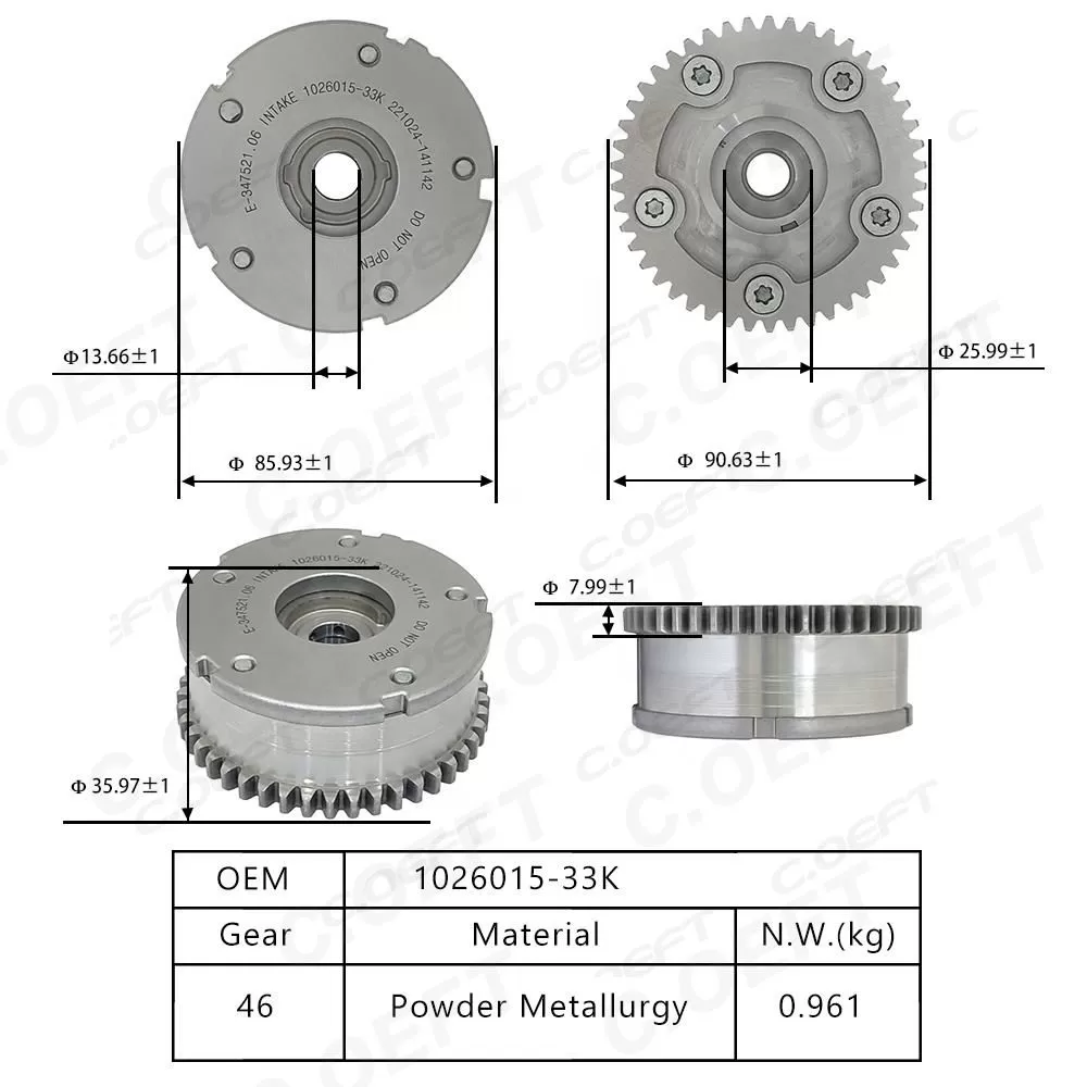 New Auto Parts Camshaft Position Actuator Variable Valve Timing Sprocket 1026015-33K for Bestune X80 1.8T