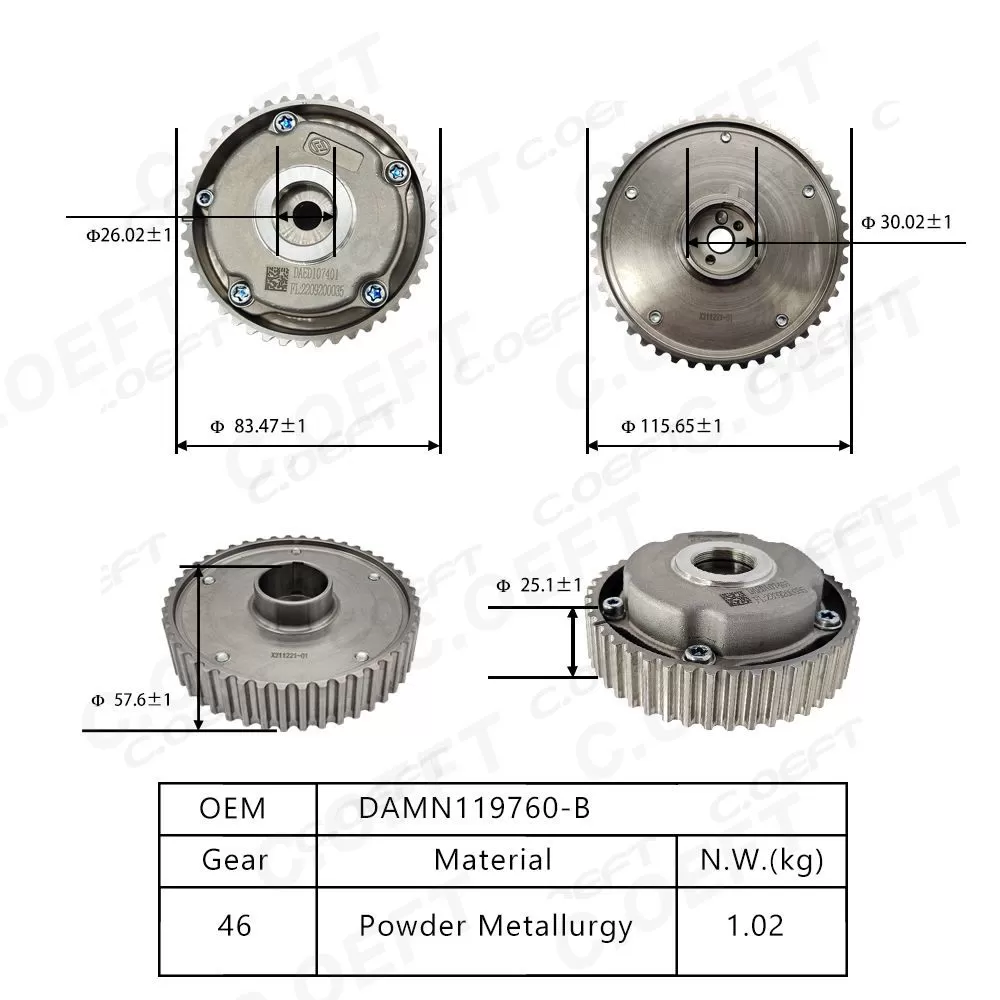 New Automatic Actuator Engine Timing Camshaft Phaser Actuator DAMN119760-B for Mitsubishi