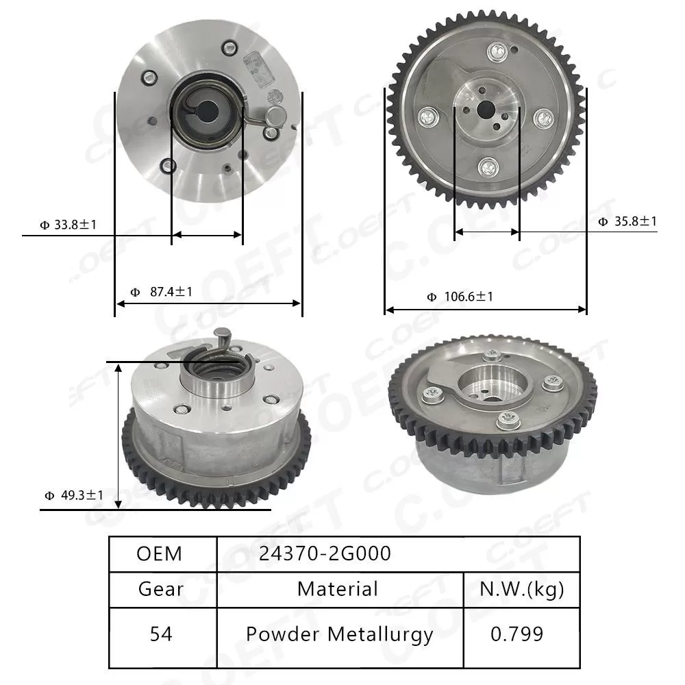 For Hyundai Kia G4KD G4KE 2.0 2.4 Adjustable Timing Gear 24370-2G000
