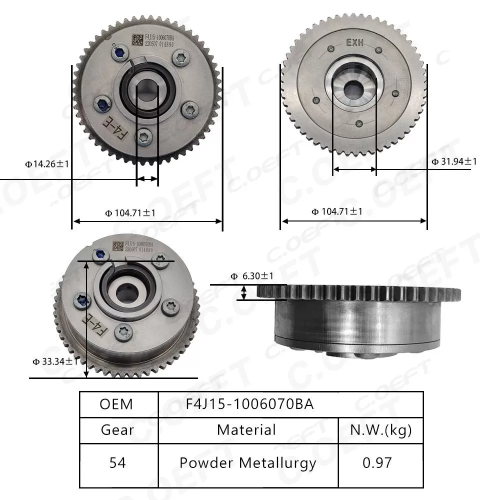 New Auto Parts Timing Gear Camshaft Phaser Camshaft Actuator F4J15-1006070BA for Chery