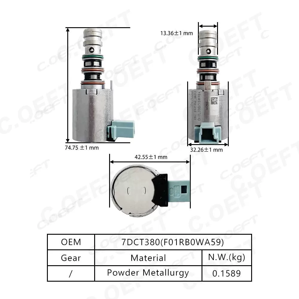 Refabrication High Quality Transmission Solenoid Valve F01RB0WA59 for Geely Xingyue 7DCT380