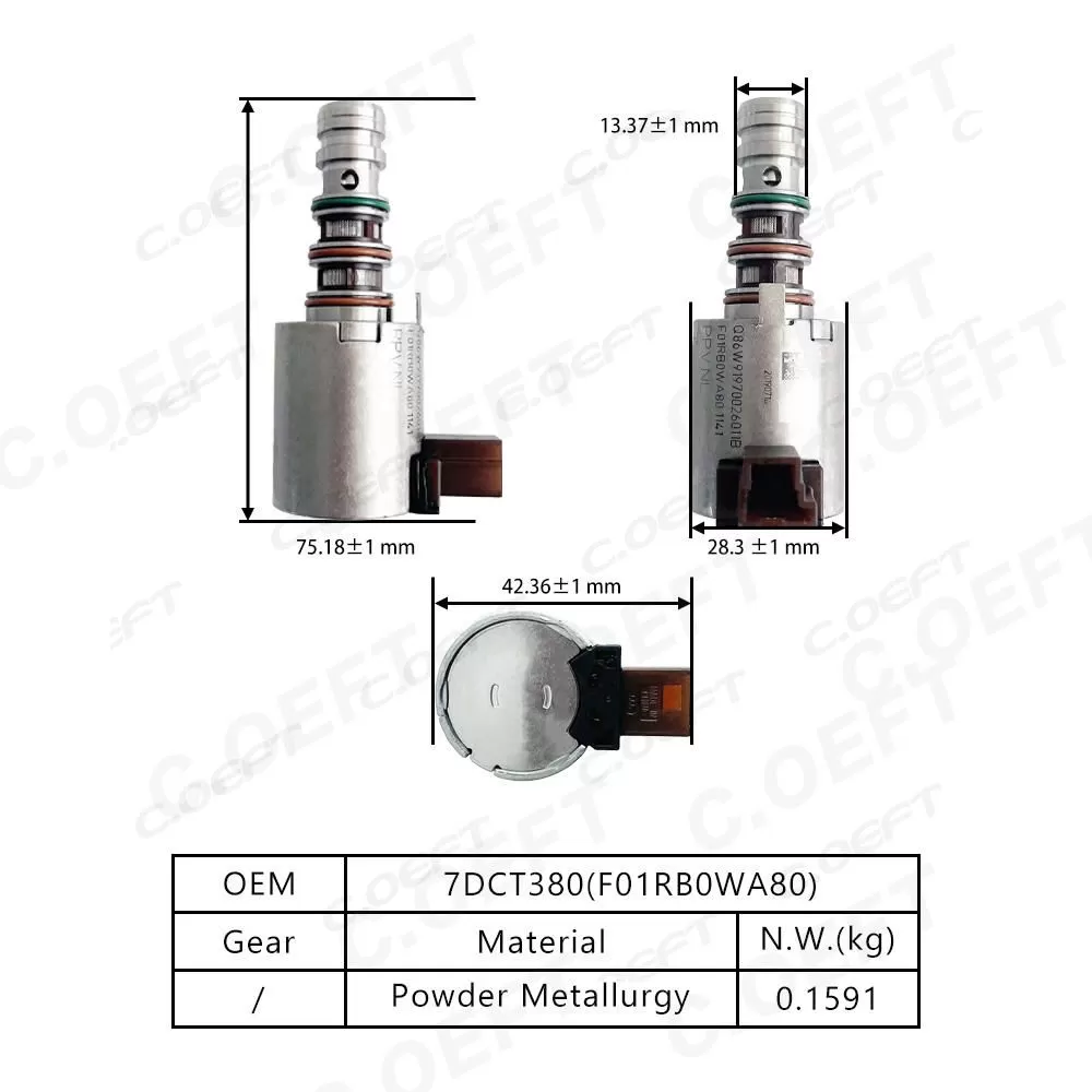 Refabrication High Quality Transmission Solenoid Valve F01RB0WA80 for Geely Xingyue 7DCT380