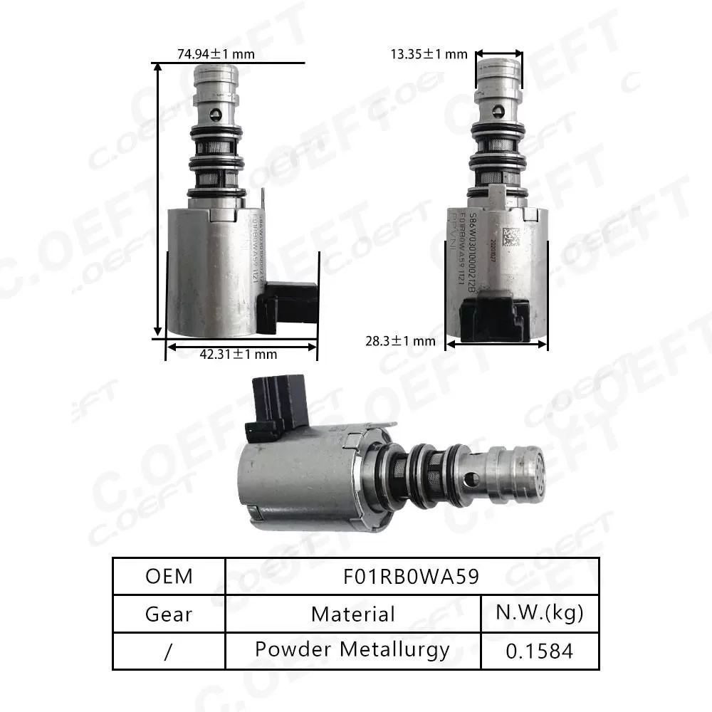 Refabrication High Quality Transmission Solenoid Valve F01RB0WA59 for Geely Xingyue 7DCT380