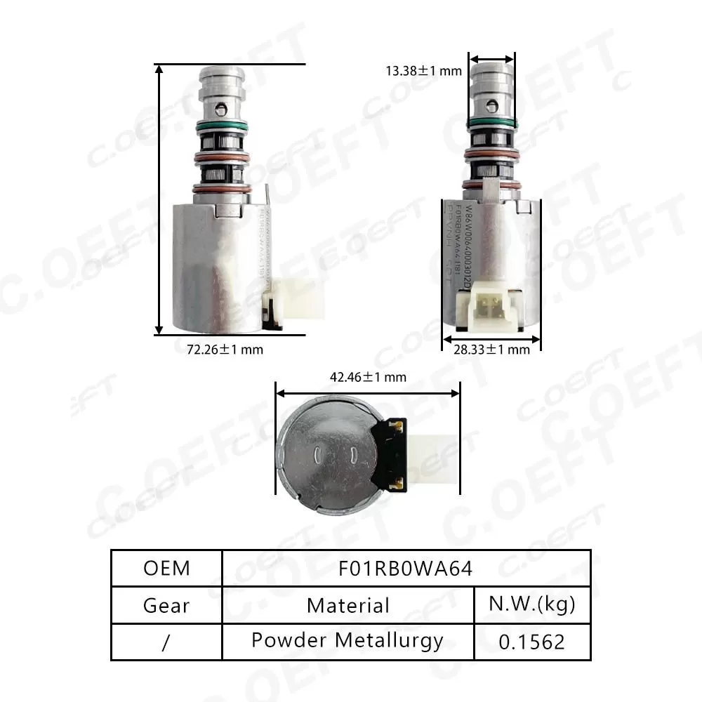 Refabrication High Quality Transmission Solenoid Valve F01RB0WA64 for Geely Xingyue 7DCT380