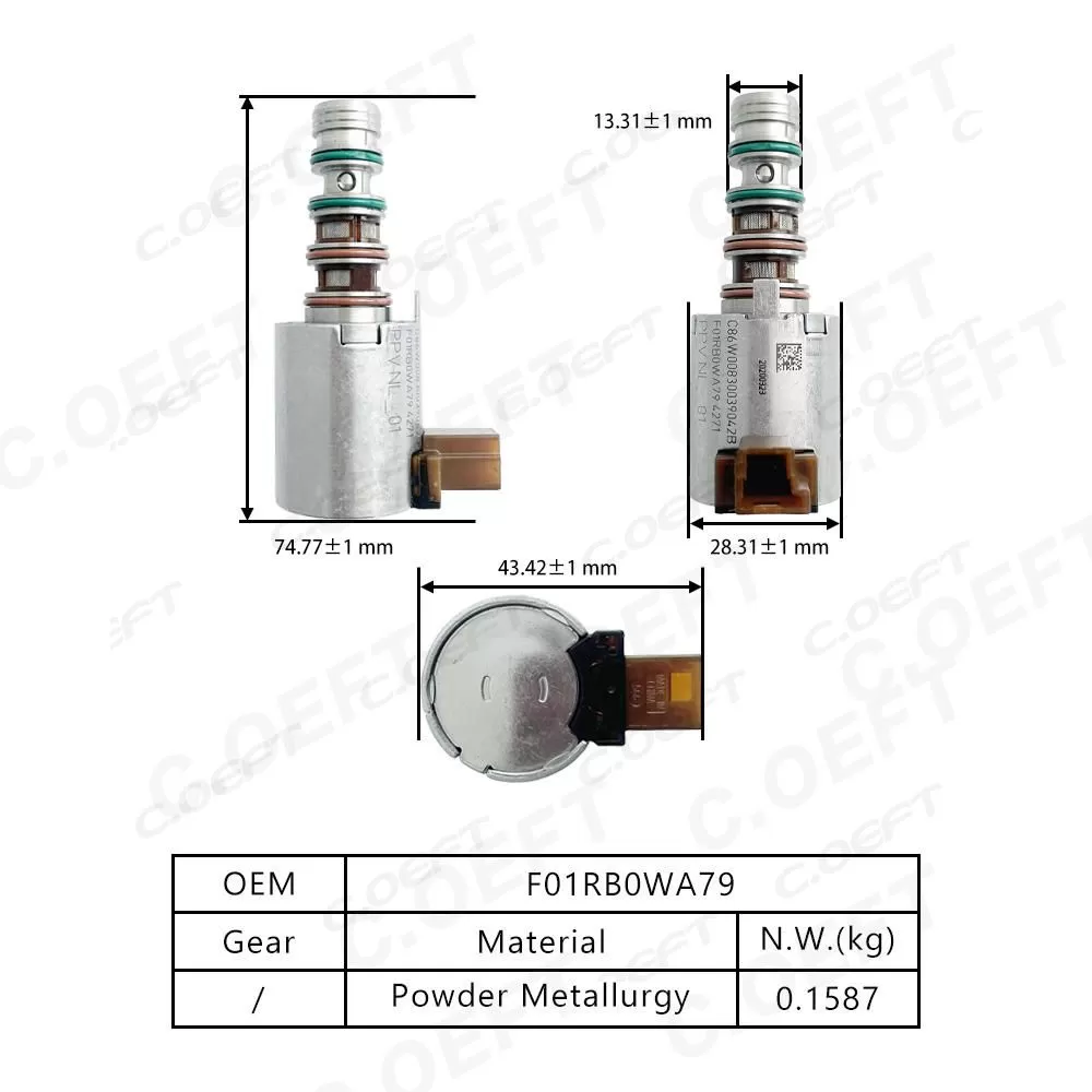 Refabrication High Quality Transmission Solenoid Valve F01RB0WA79 for Geely Xingyue 7DCT380