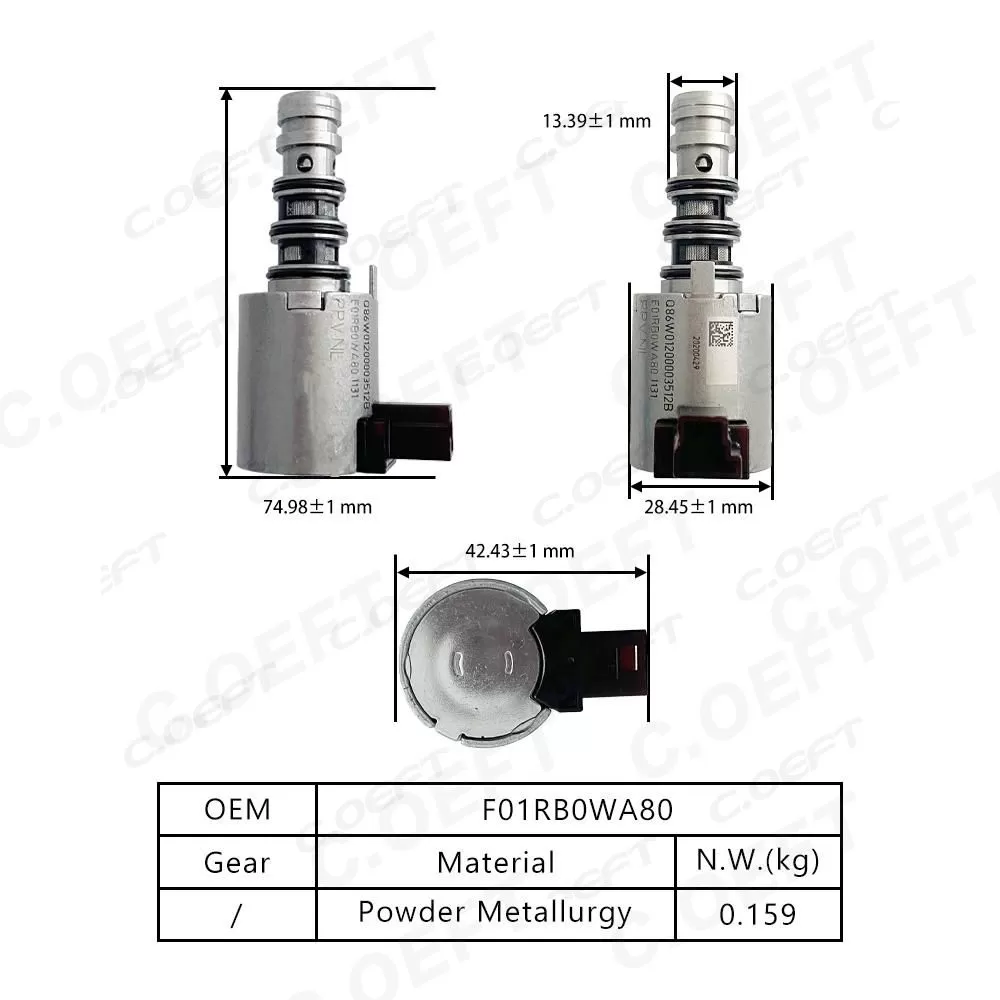 Refabrication High Quality Transmission Solenoid Valve F01RB0WA80 for Geely Xingyue 7DCT380