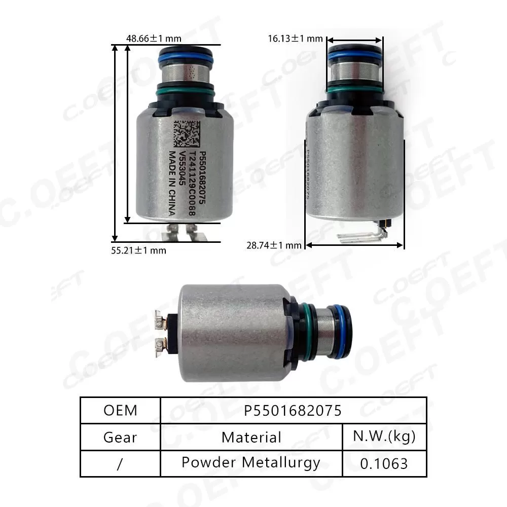New Factory Wholesale P5501682075 Transmission Solenoid Valve for Geely 3DHT Gear Boxes