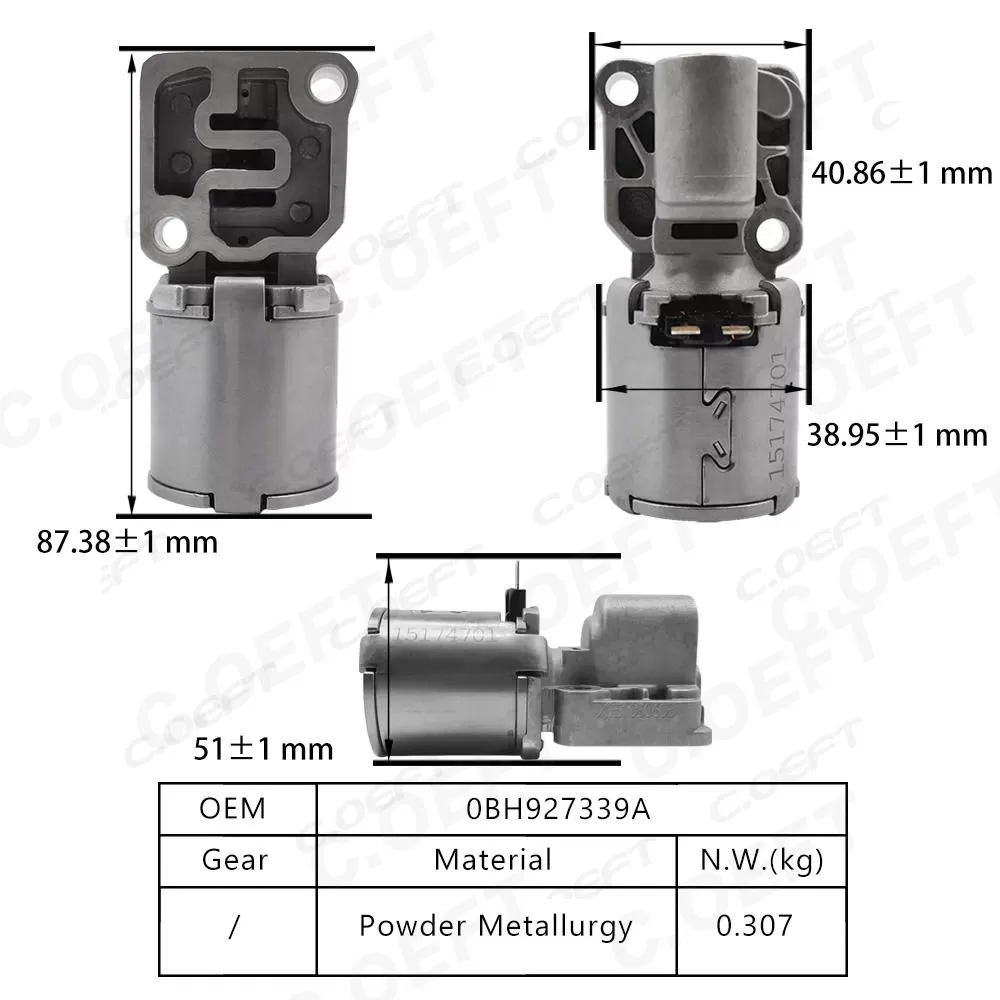 Remanufactured Factory Wholesale Transmission Solenoid Valve Transmission Parts 0BH927339A for Volkswagen 0BH/02E/0B5