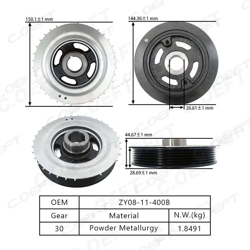 For Mazda ZY08-11-400B Camshaft Adjuster and Crankshaft Pulley Engine Parts