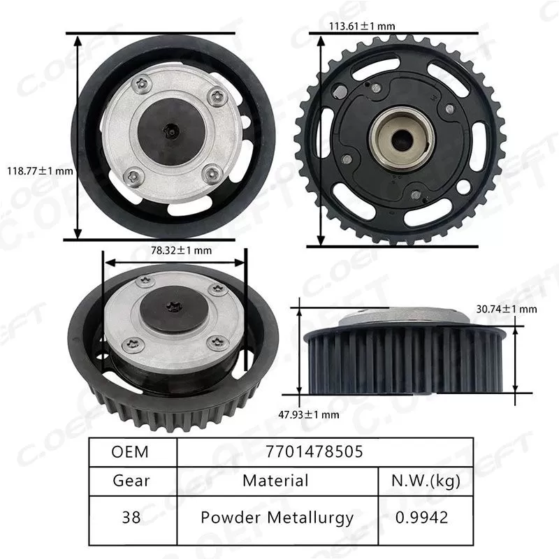 New Factory Wholesale Timing Chain Kit Accessories VVT Camshaft Adjuster for Renault 1.6 Model Nos. 7701478505 7701474362